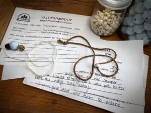 Photo of beads and values nomination form